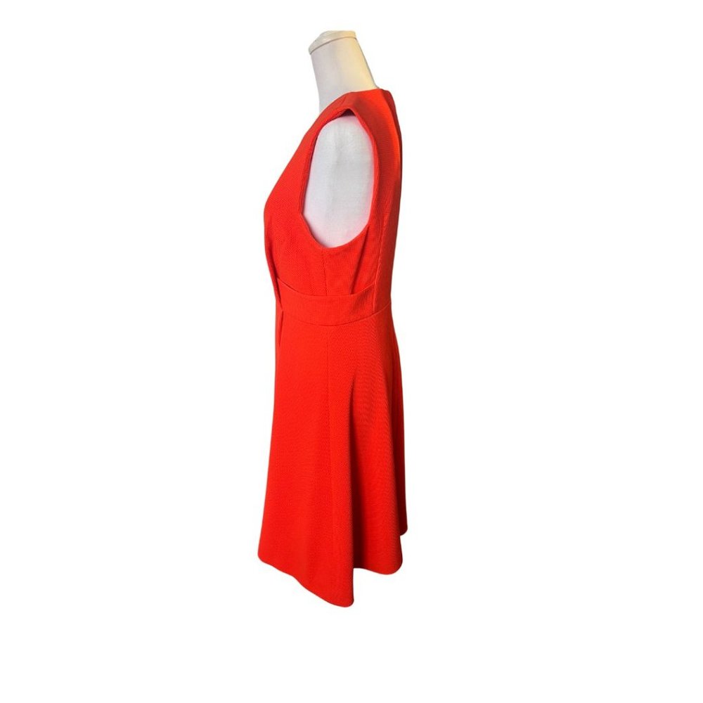 Whistles Textured Sleeveless Flare Dress Waffle Knit, Bright Orange, Sz 8 - Picture 6 of 11